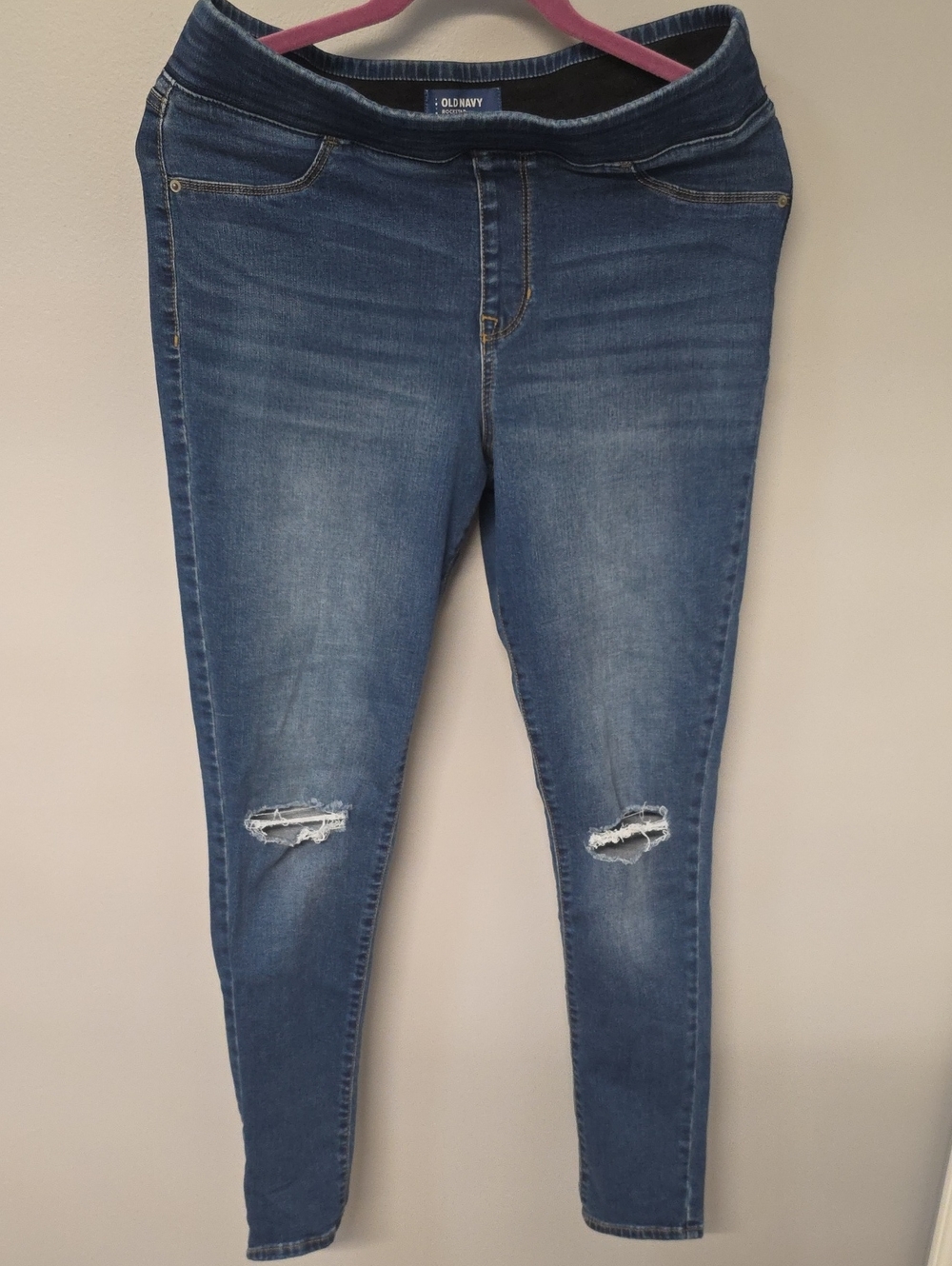 Old Navy Mid-Rise Rockstar Blue Distressed Jeggings